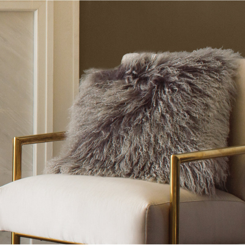 Zipcode Design Becky Mongolian Fur Throw Pillow & Reviews Wayfair